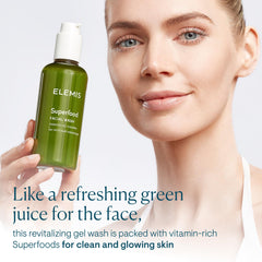 Gel nettoyant doux ELEMIS, texture fraîche pour purifier sans dessécher.