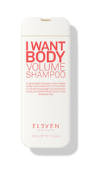 ELEVEN AUSTRALIA I Want Body Volume Shampoo, flacon – volume accru pour cheveux fins.