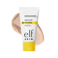 e.l.f. Suntouchable Whoa Glow : bouteille montrant le glow léger et SPF 30