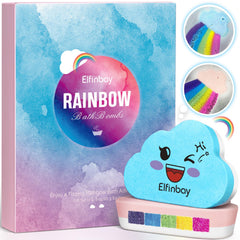Elfinbay bombe bain nuage arc-en-ciel, effet magique pour bain ludique.