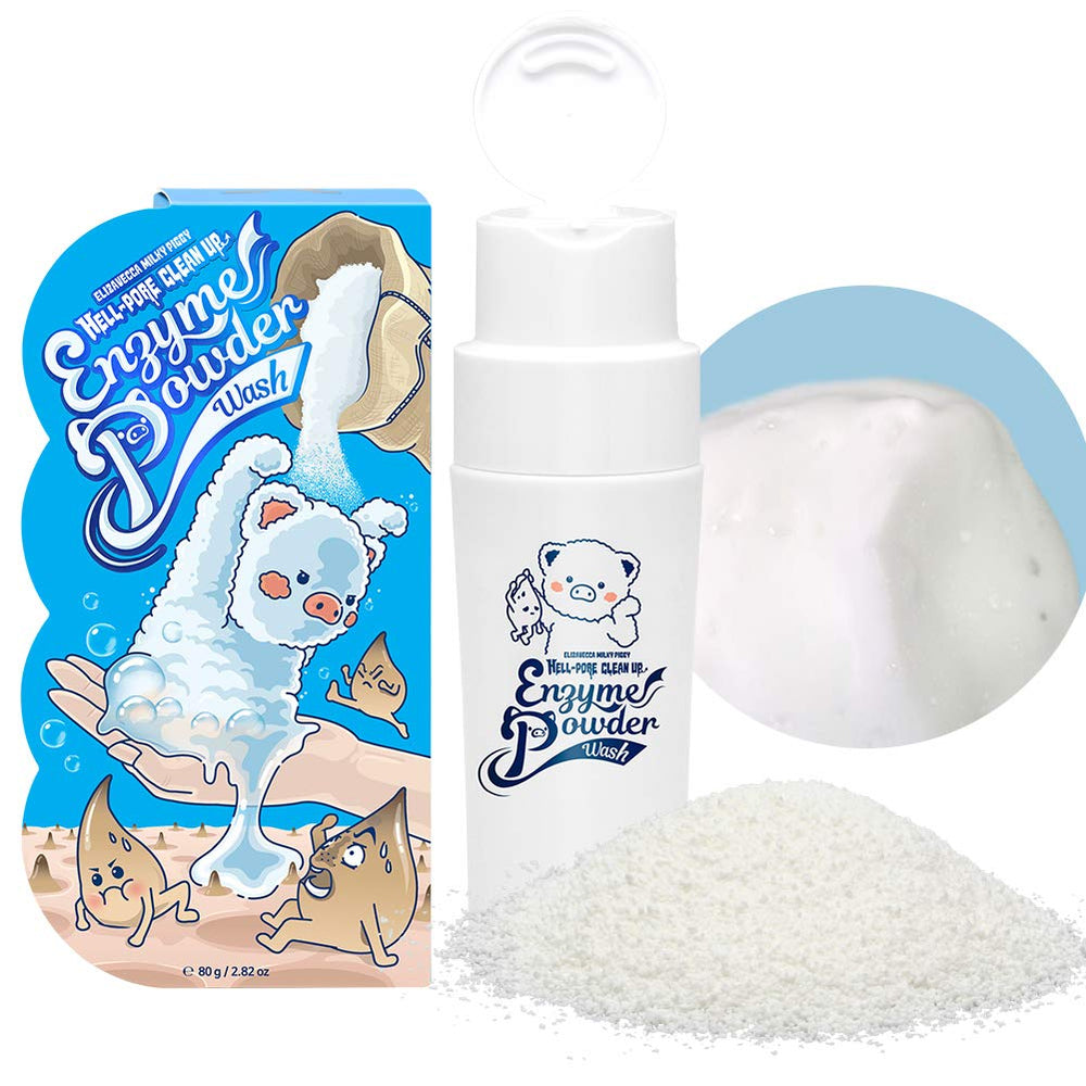 Emballage élégant d'Elizavecca Milky Piggy Hell-Pore Clean Up Enzyme Powder Wash, routine rapide.