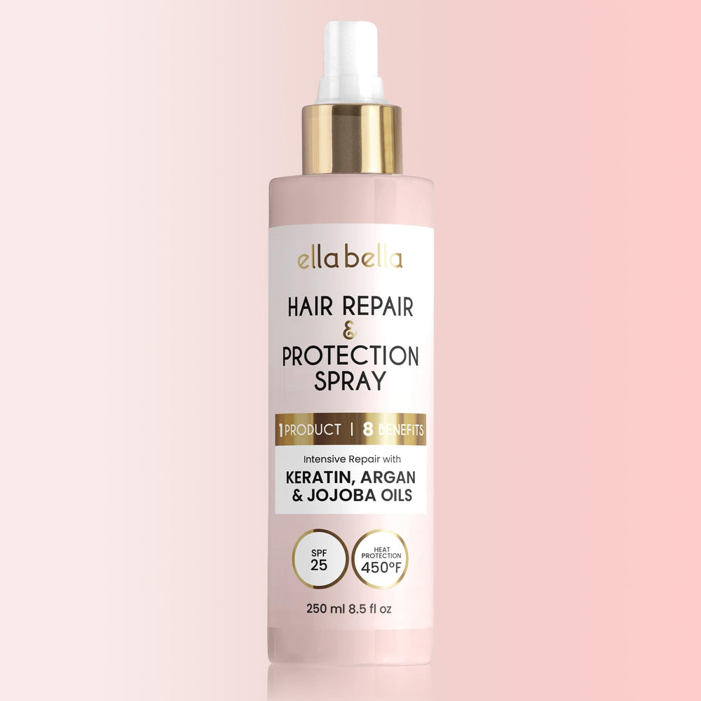 ELLA BELLA All-in-1 Heat Protectant bottle ready for heat styling protection