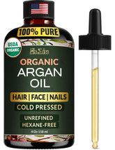 Ella & Eden huile d'argan bio - bouteille en verre pour hydratation durable.