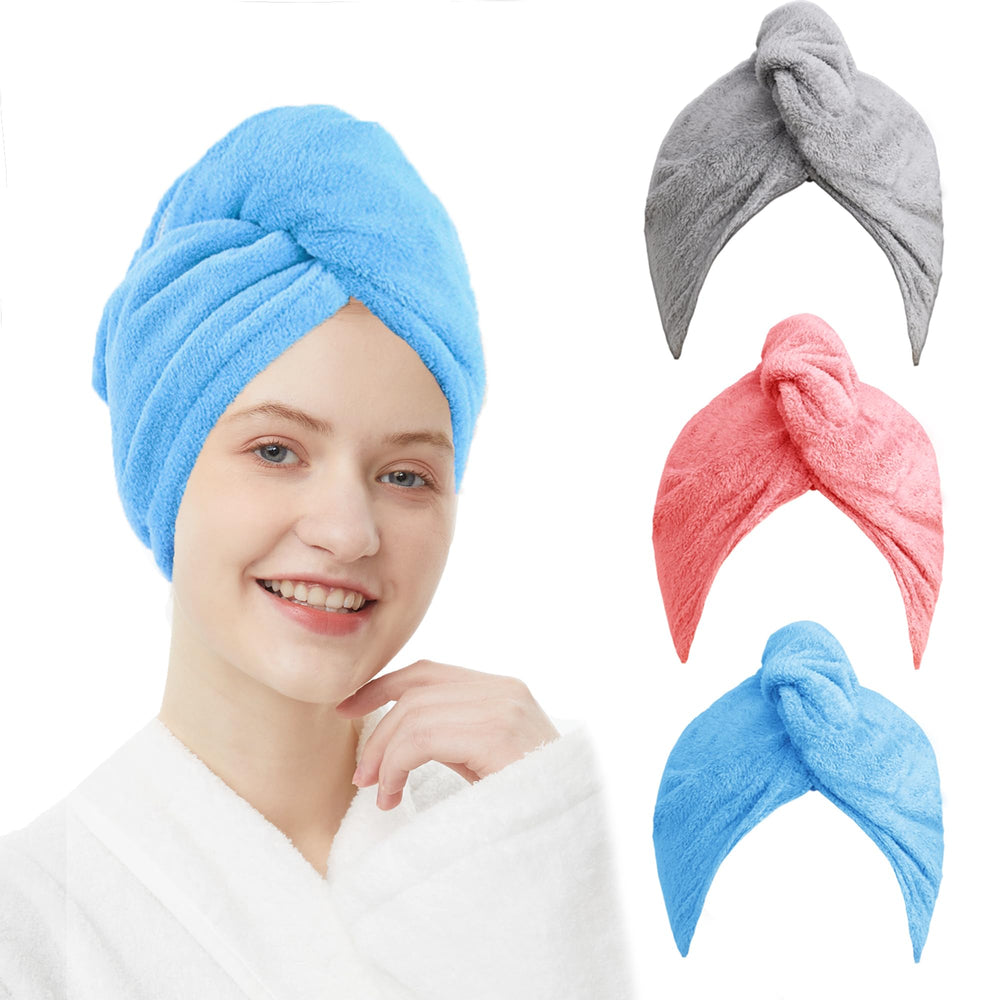 ELLEWIN turban-sechant-cheveux microfibre, absorption rapide après la douche.