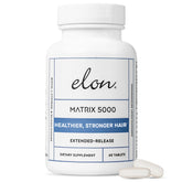 Capsule Elon Matrix 5000 biotine pour cheveux et ongles solides.
