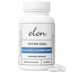 Capsule Elon Matrix 5000 biotine pour cheveux et ongles solides.