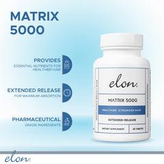 Elon Matrix 5000: capules biotine 5000 mcg pour soutenir la vitalité des cheveux.
