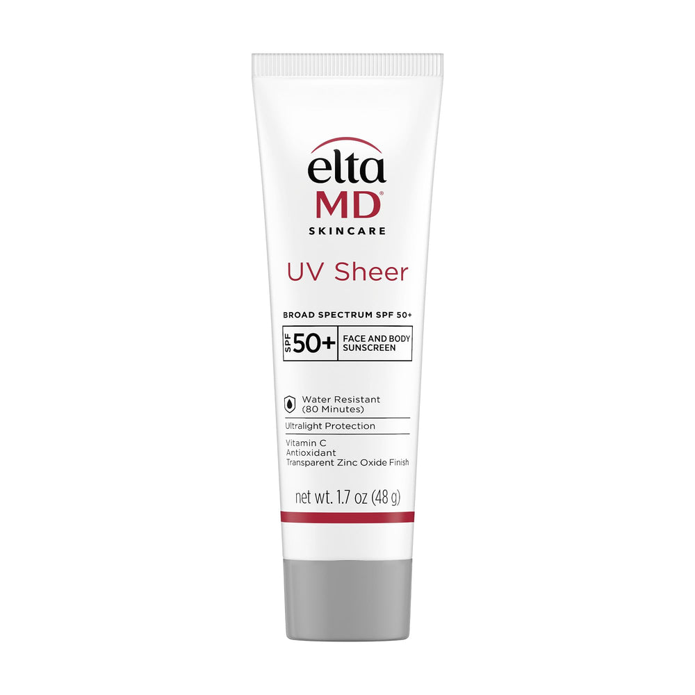 EltaMD UV Sheer protège UVA/UVB; flacon crème visage-corps sans brillance.