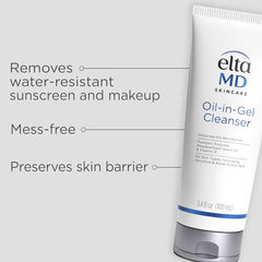 EltaMD Oil-In-Gel: texture gel qui se transforme en huile pour massage facial.