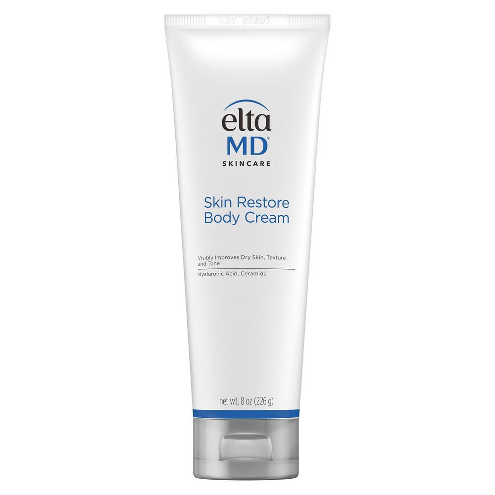 EltaMD Skin Restore Body Creme – flacon pompe, hydratation riche pour peau sèche.