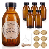Elumeiro bouteilles ambrées 4 oz avec bouchons, parfaites pour conservation sécurisée des liquides