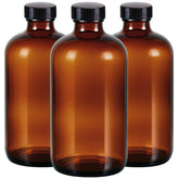 Bouteille Elumeiro ambrée ronde 16 oz prête à protéger les contenus sensibles.