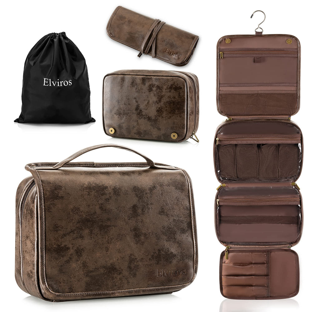 Elviros sac-toilette suspendu 3-en-1, pratique pour voyager et organiser vos produits.