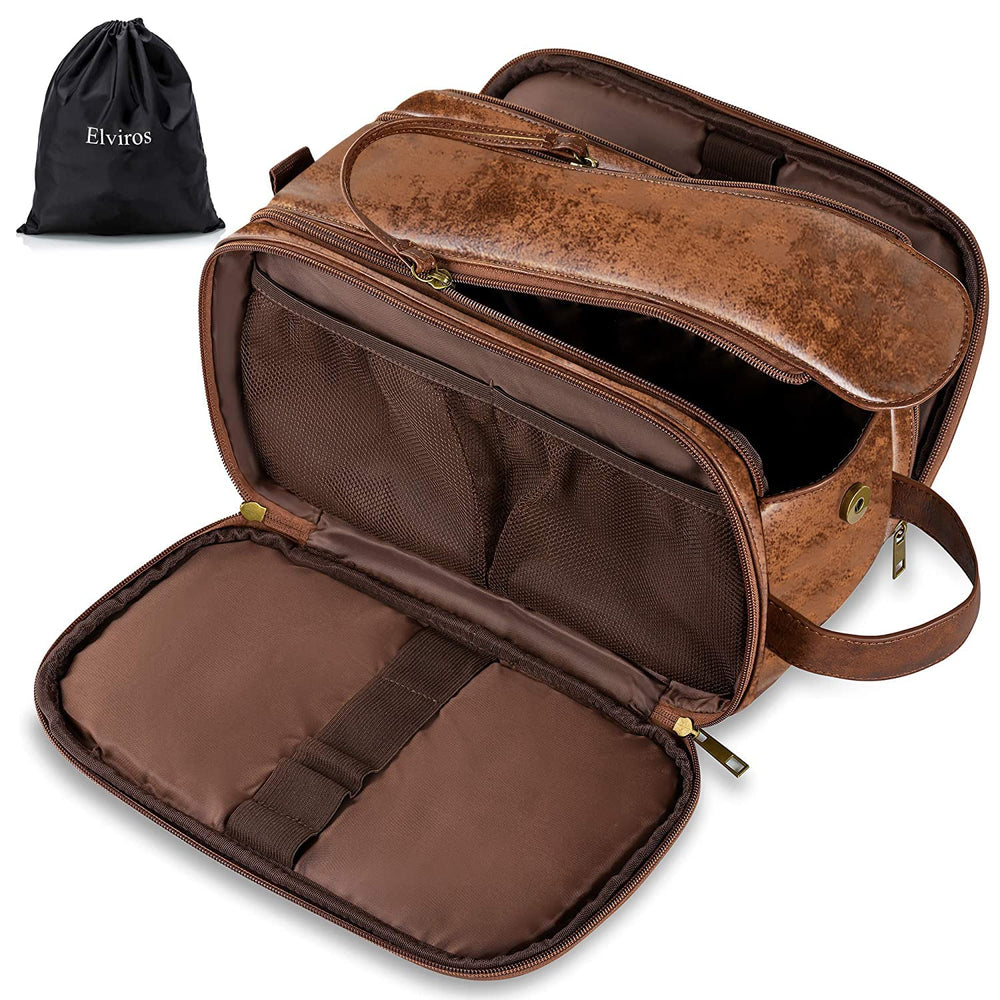 Elviros Trousse de toilette homme avec séparation humide et sec pour voyage
