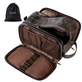 Elviros trousse toilette homme, ouverture double zip, accès rapide.