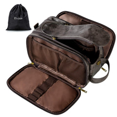 Elviros trousse toilette homme, ouverture double zip, accès rapide.