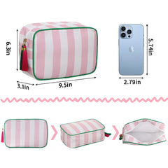 Embrunioice sac maquillage rayé fermeture avec tassel, accès rapide et chic