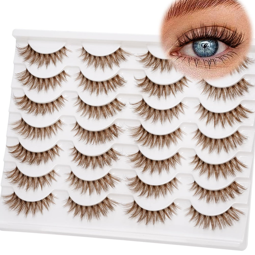 Cils EMEDA brun 14mm avec bande claire, regard naturel et posé rapidement.