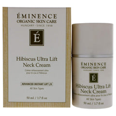 Crème pour le cou Eminence Hibiscus Ultra Lift sur la peau, raffermissement potentiel.