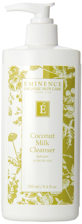 Eminence Lait Nettoyant Coco – Bouteille, douceur hydratante pour peau douce.