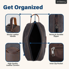 Trousse soins emissary en cuir PU avec une poignée latérale.