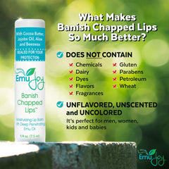 Emu Joy packaged lip balm tube ready for travel