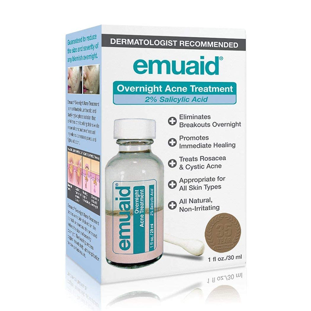 EMUAID Traitement Acné Nocturne — emballage prêt à l’emploi pour routine nocturne.