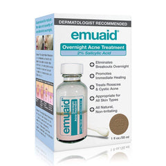 EMUAID Traitement Acné Nocturne — emballage prêt à l’emploi pour routine nocturne.