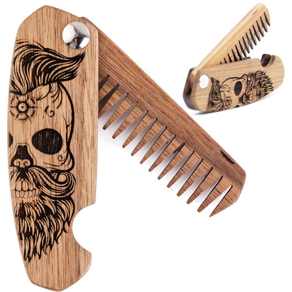 Enjoy The Wood – brosse à barbe pliante, pratique en déplacement.