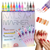 Ensemble stylos art des ongles 12 couleurs, précision nette pour motifs délicats.