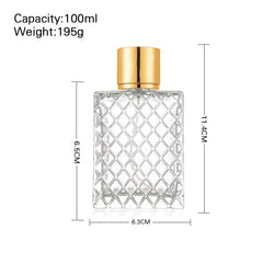Enslz flacon parfum en verre carré réutilisable 100 ml, élégant et portable.