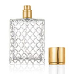 Enslz vaporisateur parfum en verre clair 100 ml, capuchon doré, pratique en voyage.