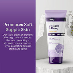 Envy Nettoyant Visage Collagène Miel – mousse légère nettoyant en profondeur sans tiraillement.