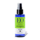 EO Déodorant Spray Arbre à Thé Bio dans sa bouteille bleue.