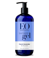 EO gel-douche lavande française en bouteille, hydratation douce et parfum relaxant.