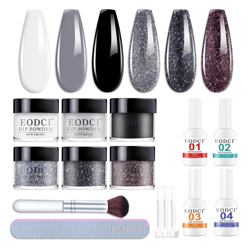 Kit Eodci poudre dip 6 couleurs pour ongles variés et durables.