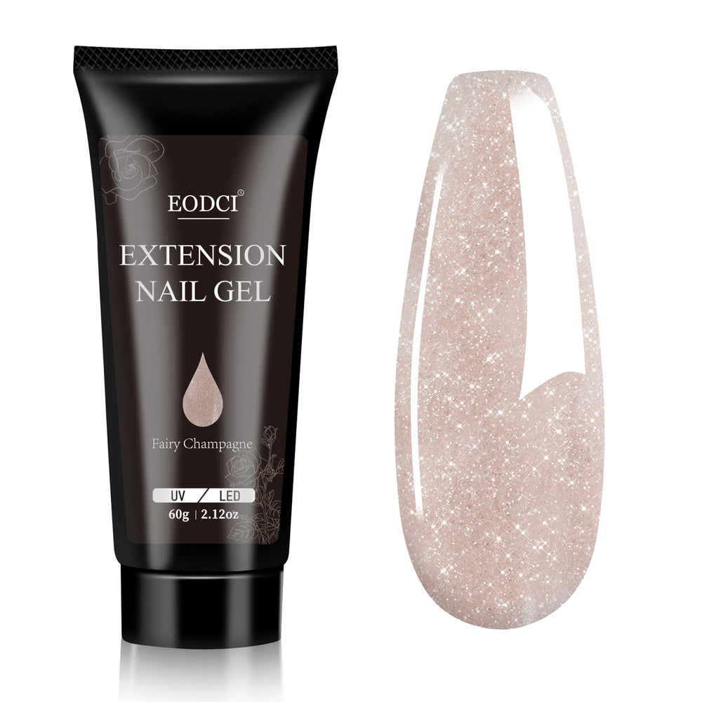 Gel Poly EODCI 60 g pour ongles neutres champagne, extension naturelle et durable.