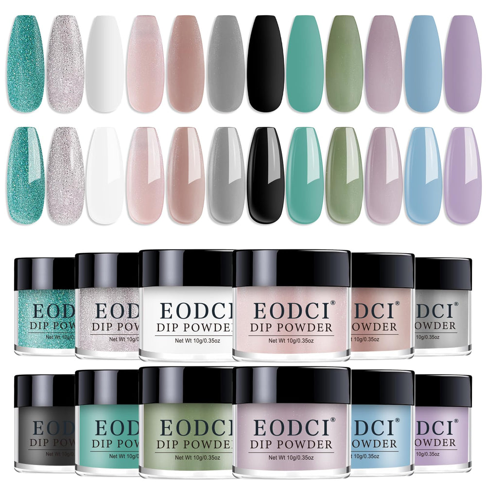 eodci Poudre dip 12 couleurs: ensemble polyvalent pour ongles variés à domicile.