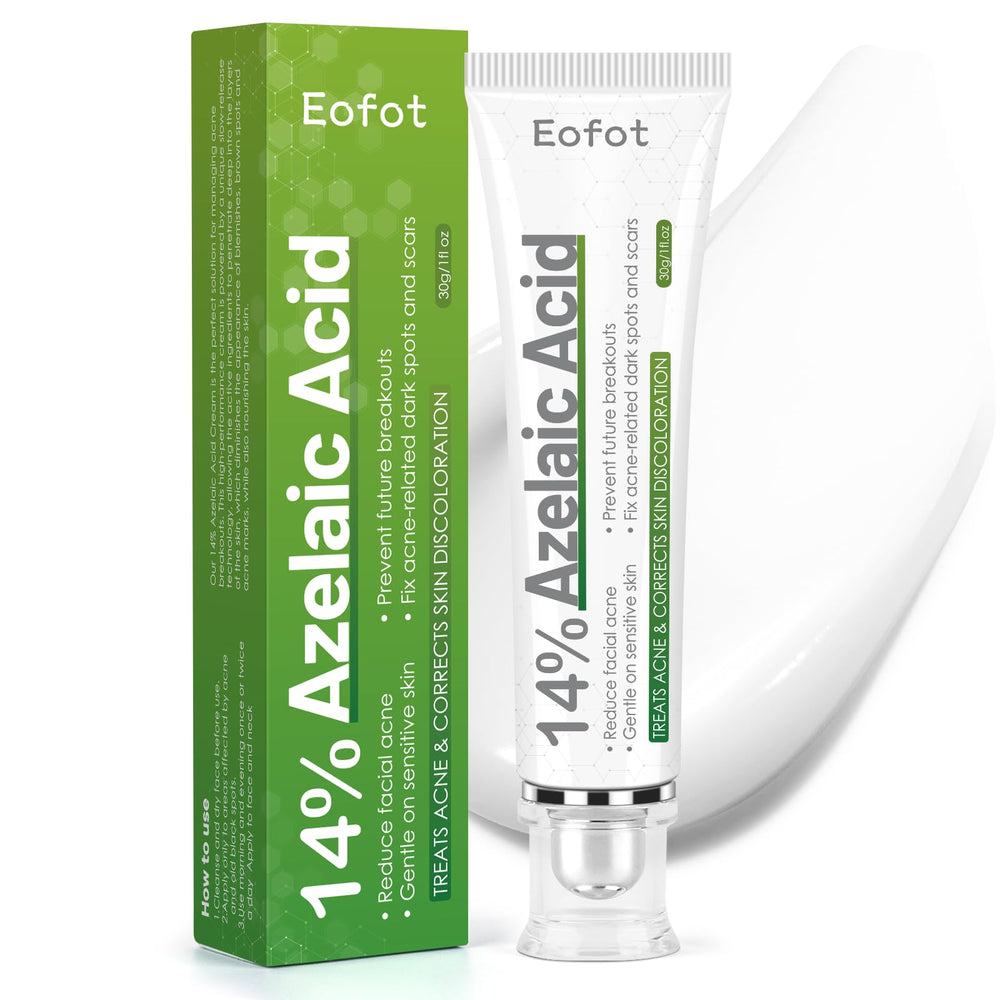 Eofot 14% azelaic cream bottle promoting clearer pores