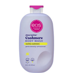 eos Vanille Cashmere — bouteille-douche, parfum réconfortant et hydratant.