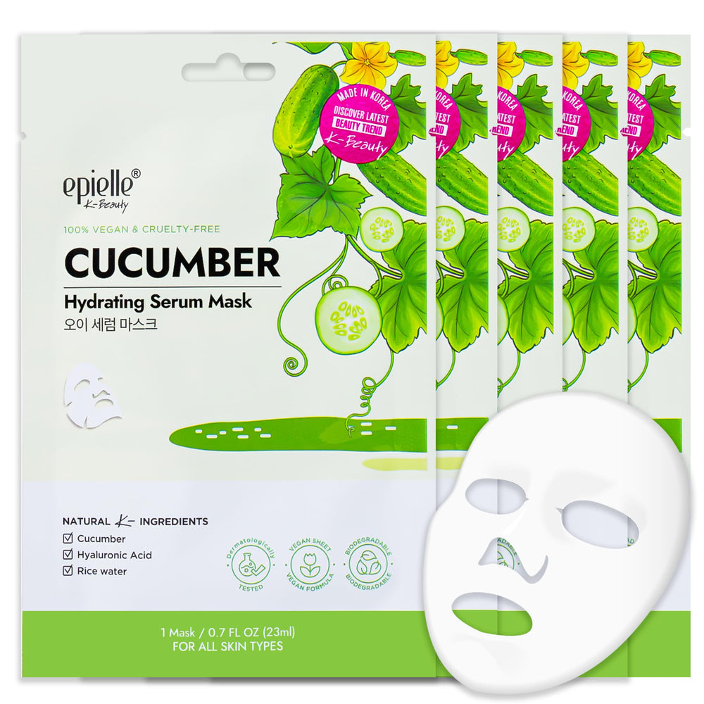 Epielle masque-feuilles-concombre hydratation rafraîchissante.
