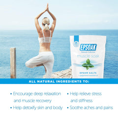 Granulés blancs d'Epsom Epsoak révélant leur pureté aromatique.
