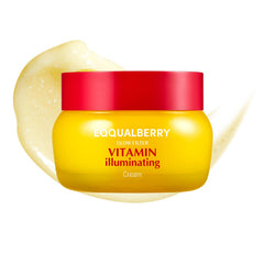 EQQUALBERRY crème illuminante en flacon offrant un éclat durable.