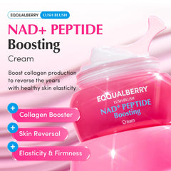 EQQUALBERRY Nad+ Peptide crème, application visage : texture riche et hydratante.