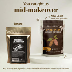 Beurre cacao cru Era of Nature, application douce sur peau et cheveux