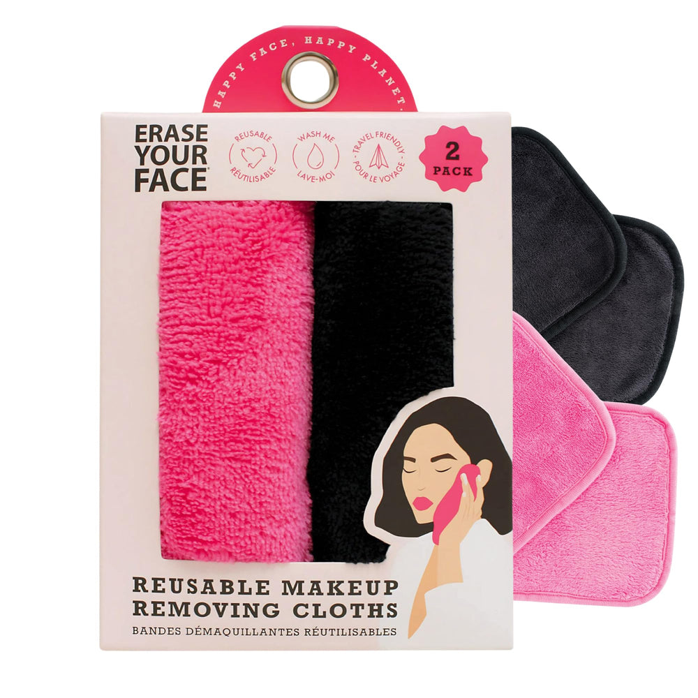 ERASE YOUR FACE chiffon microfibre démaquillant visage rose, démaquillage en douceur.