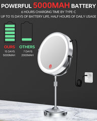 Erlingeryi miroir maquillage: batterie rechargeable 5000mAh pour une utilisation sans fil.