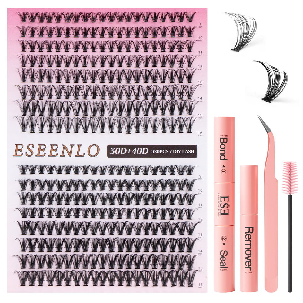 ESEENLO kit extension cils 320 pièces pour un look rapide et naturel.
