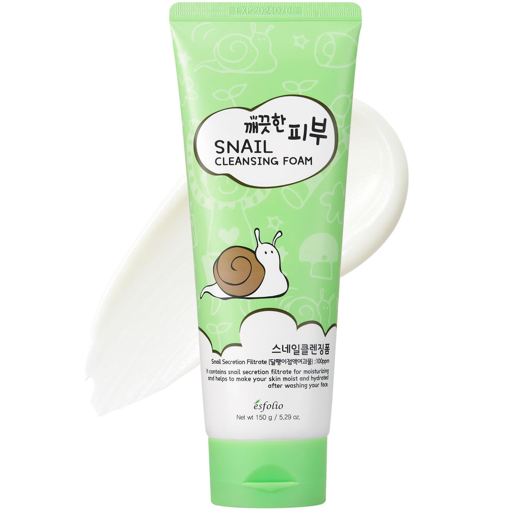 Esfolio Mousse Nettoyante Escargot — bulle crèmeuse pour un nettoyage en douceur.