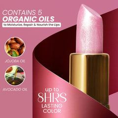 Essence d’Argan – Rouge à lèvres longue tenue rose pâle et douceur.